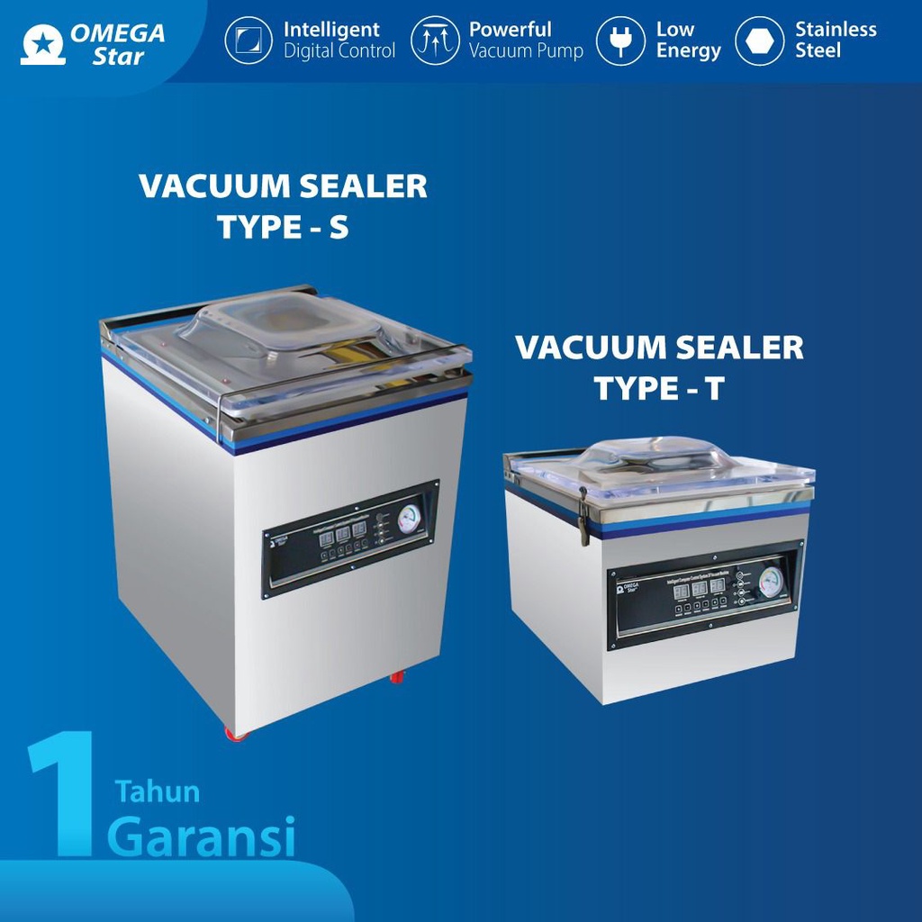 Mesin Vakum Omega Star Type-ST / Vacuum Sealer Machine Pack Packaging Makanan Stainless Steel 36cm
