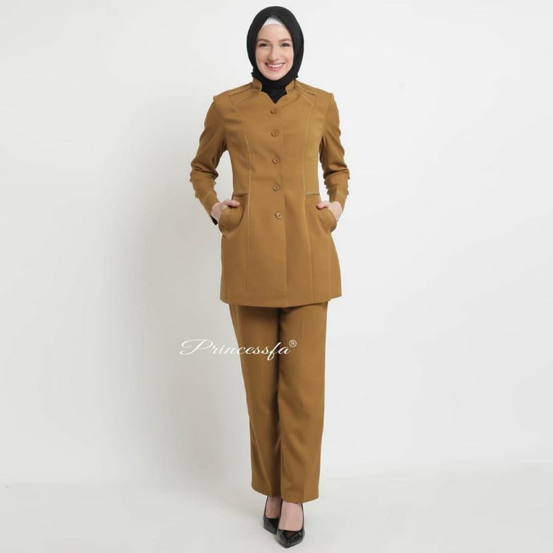 seragam PNS khaki muda / seragam guru / seragam pemda / blazer pemda / blazer pns stelan rok