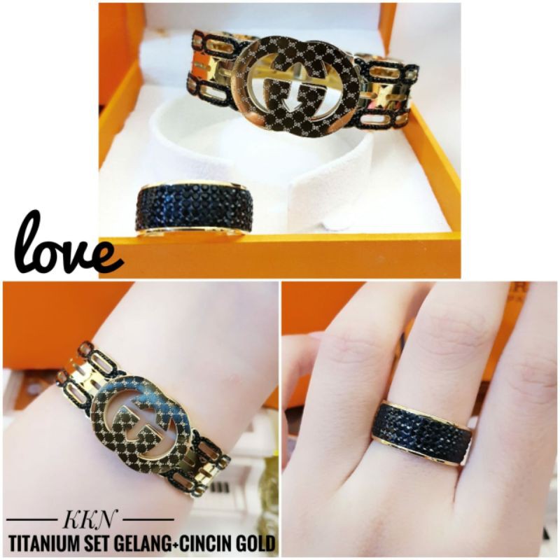 Set Titanium Gelang dan Cincin