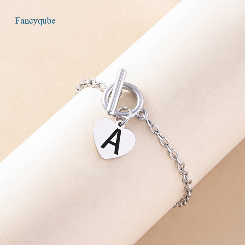 Fancyqube Gelang Bangle Model 26 Huruf Warna Rose Gold Untuk Pria Dan Wanita