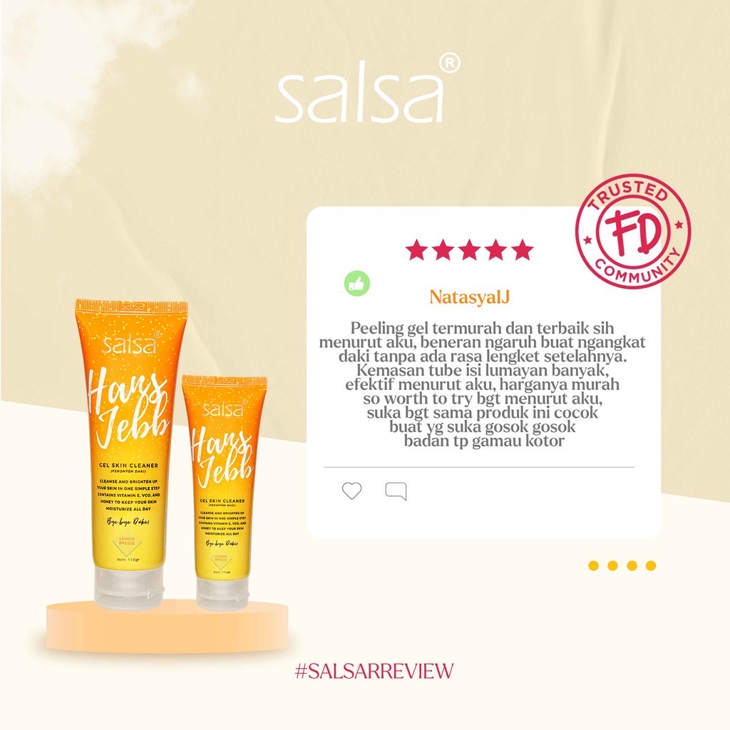 SALSA Hans Jebb Gel Skin Cleaner Indonesia / Perontok Daki Lemon Breeze Green Tea Sweet Tropical Pembersih kulit 110gr / Cleanser Scrub Peeling Exfoliator Eksfoliasi Exfoliating / Ketiak Hitam Kulit Kusam Penghilang Sel Kulit Mati / Skincare Body Care