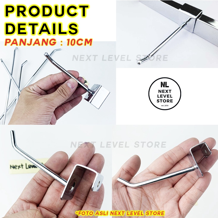 Single Hook Kotak Stainless 10 15 20 25 30 cm Cantolan Besi Tebal 6mm Ram Besi Gantungan Plate