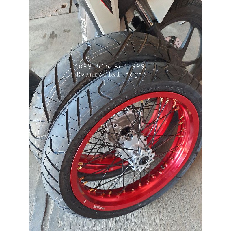 roda supermoto crf velg merah ruji hitam tromol silver