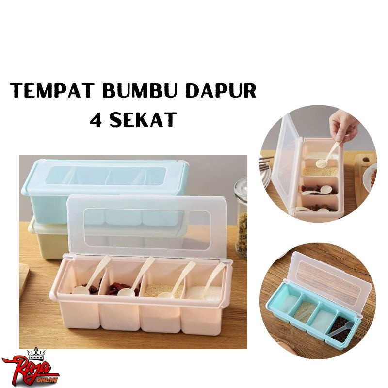 EC26 - Tempat Bumbu 4 Sekat Kotak Bumbu 4 in 1 Tempat Bumbu Dapur