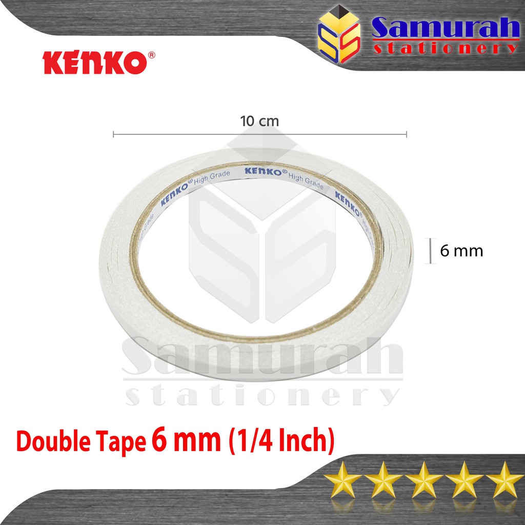 

Double Tape Kenko Lebar 6 mm 1/4 Inch 15 Yard / Dobel Tip 1/4" 1 cm / Lem 2 Sisi 0.25 In