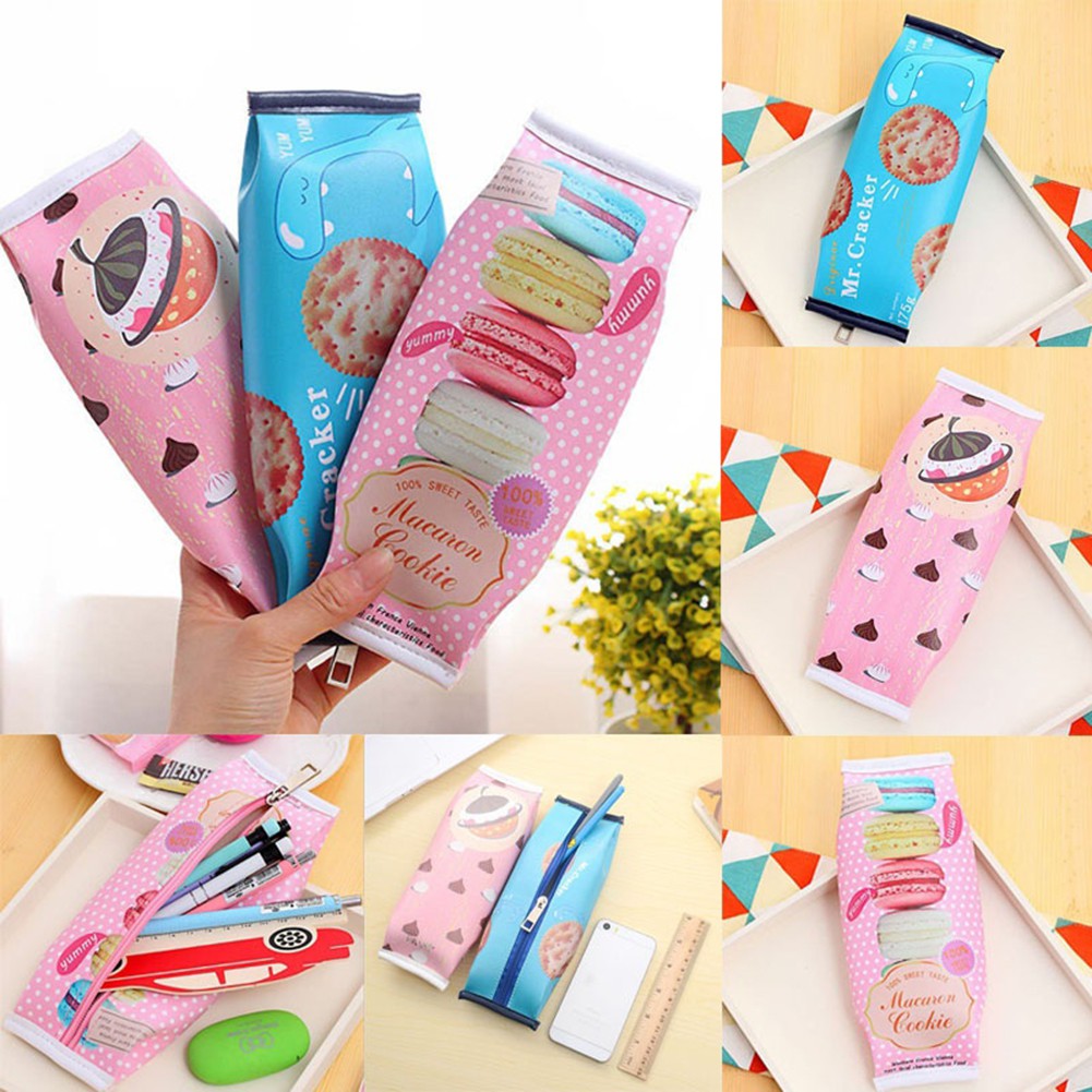 Bayar Di Tempat Stationery Tempat Pensil Dengan Gambar Kartun Cookie Macaroon Lucu Dan Warna Warni