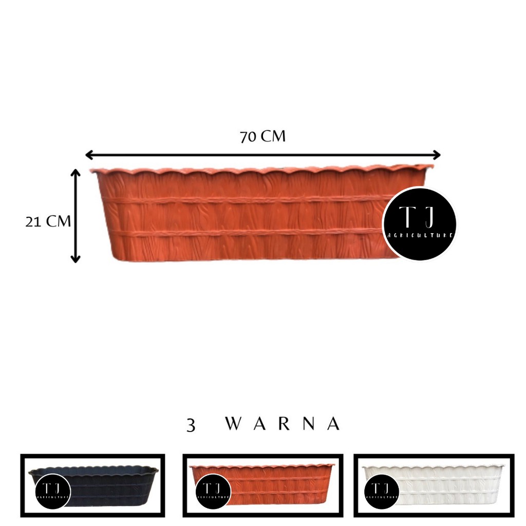Pot Kayu Panjang 70 Citra Jaya Plastik (CJP) | Pot Bunga Segi Persegi Panjang Motif Kayu 70 CM