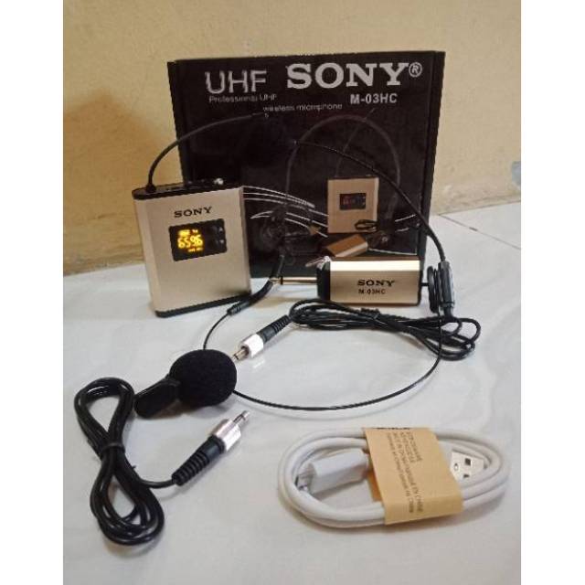 Mic SONY M-03HC wireless single mic. jepit +headset. cocok buat imam suara jernih.