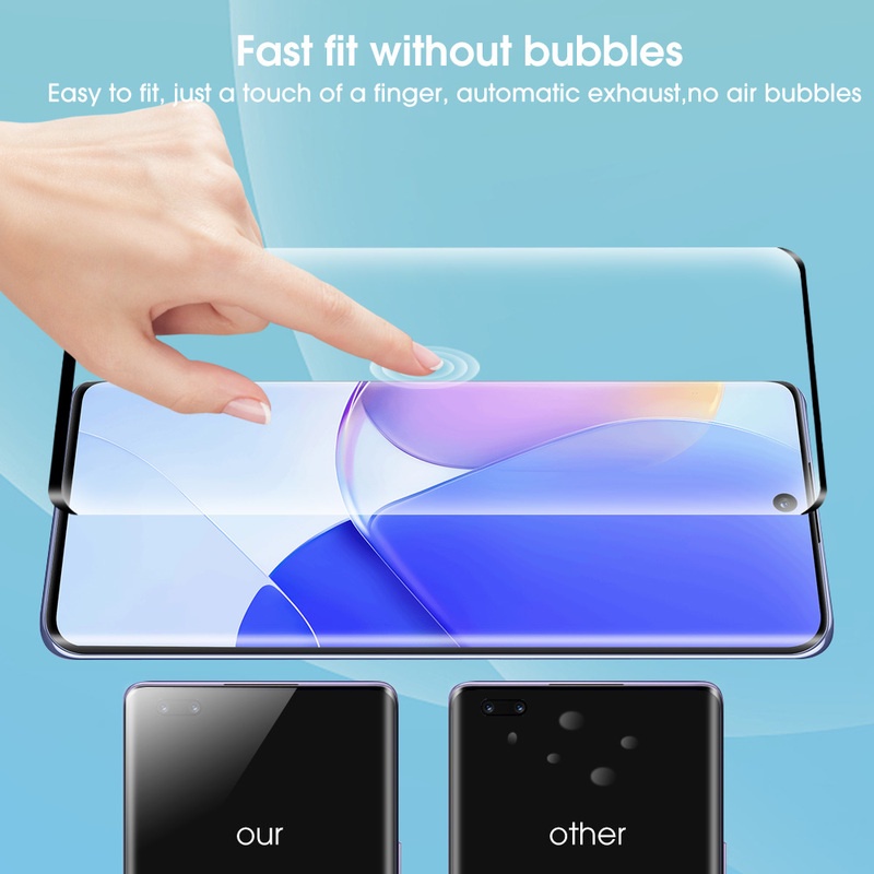 Pelindung Layar Tempered Glass Full Cover Anti Gores / Jatuh Untuk Huawei Nova 9 / 9Pro