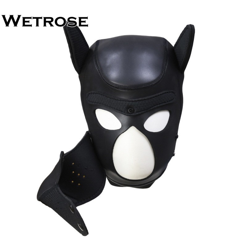 【Wetrose】 Halloween Helm Anjing Bahan Kulit Untuk Cosplay Costume Dog Head Leather Night Club K9