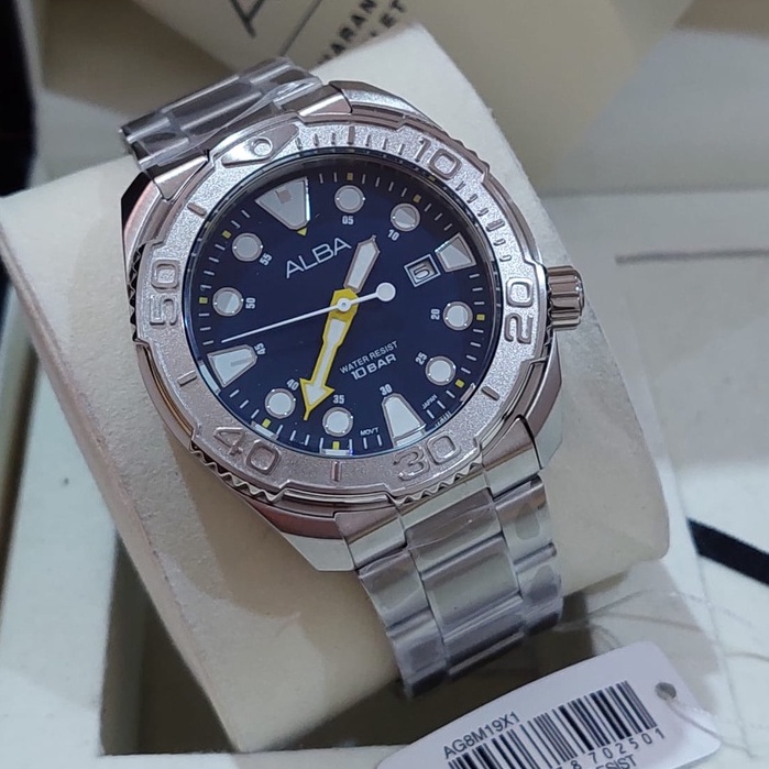 JAM PRIA ALBA AG8M19X1 AG8M19 SILVER BLUE ORIGINAL TERBARU