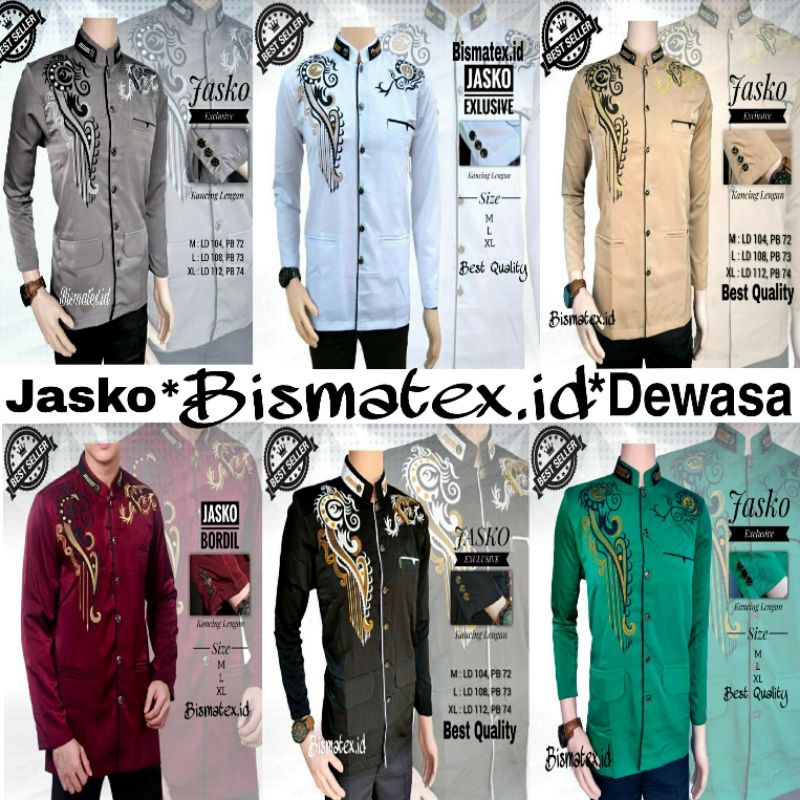 JASKO BORDIR BEST SELLER/JASKO/Jaskoko/JAS KOKO DEWASA/Jasko original/Baju koko pria lengan panjang 