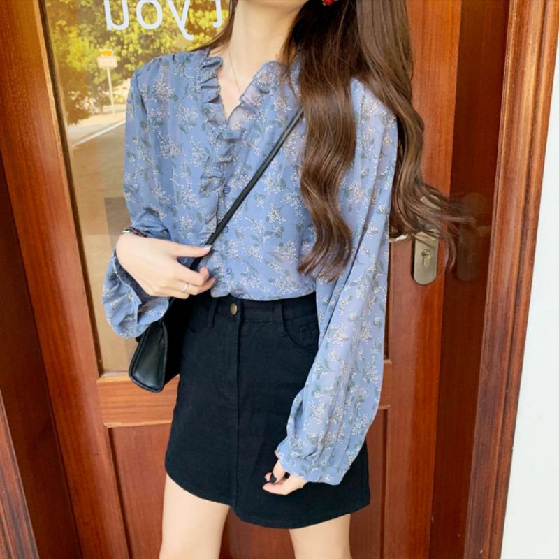 MDLV ~ 2600# Gabriel Floral Blouse Atasan Blouse Balon fashion Import