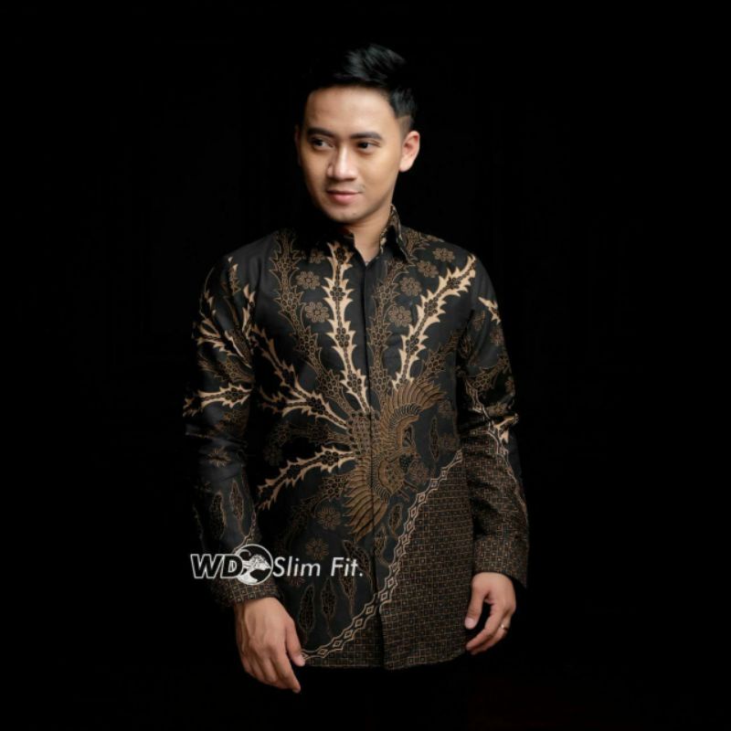 BAJU BATIK PRIA DISTRO MANUK PRIK HITAM SIZE S M L XL XXL