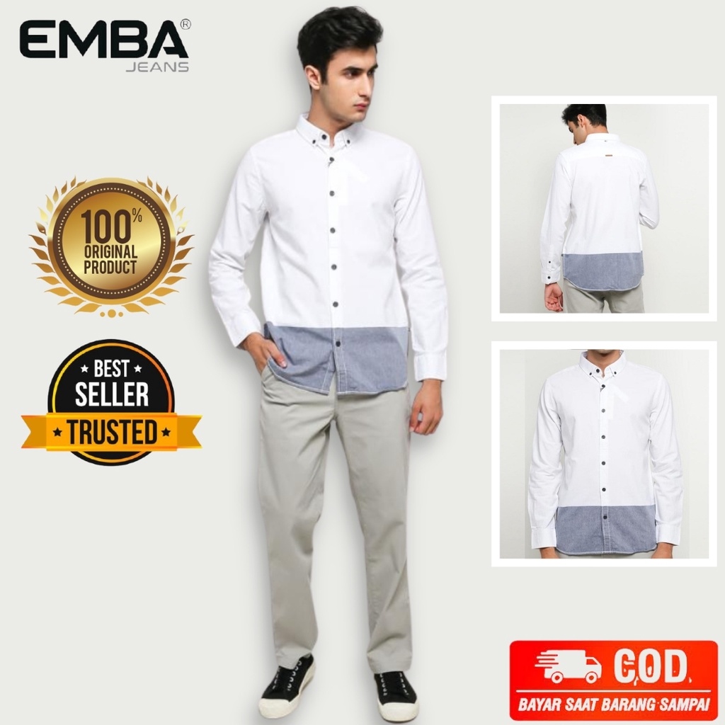 EMBA CLASSIC-Kahil Kemeja Pria Lengan Panjang Warna Putih BSM
