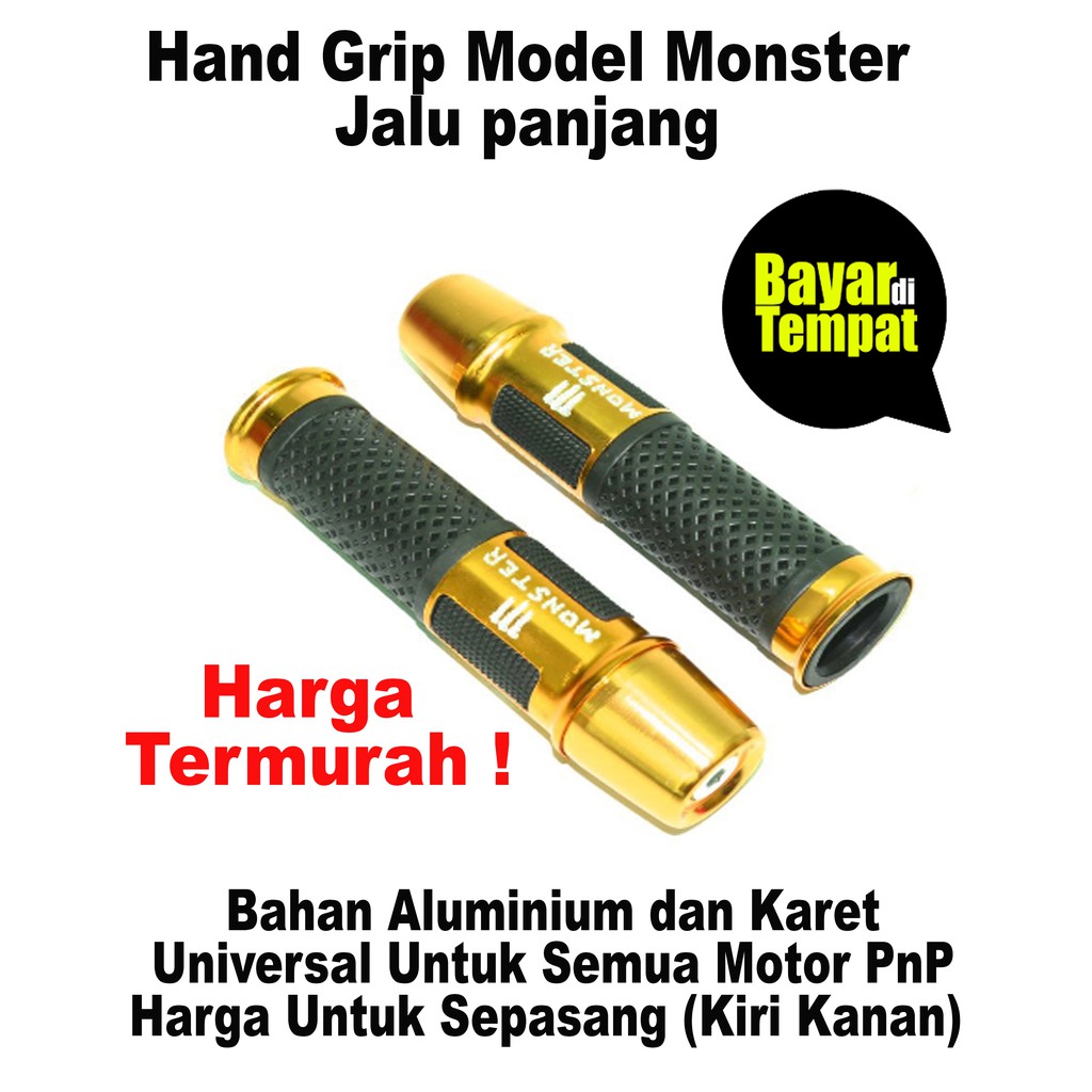 Hand Grip Model Monster Jalu panjang - Universal Untuk Semua Motor PnP - Bahan Aluminium dan Karet