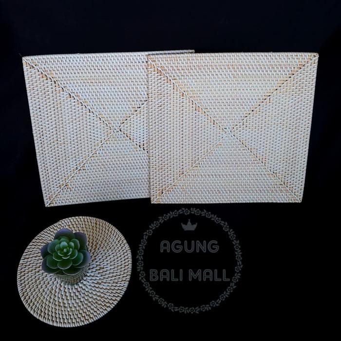 Placemat Rotan | Alas Piring Rotan Persegi | Tatakan Piring Anyaman