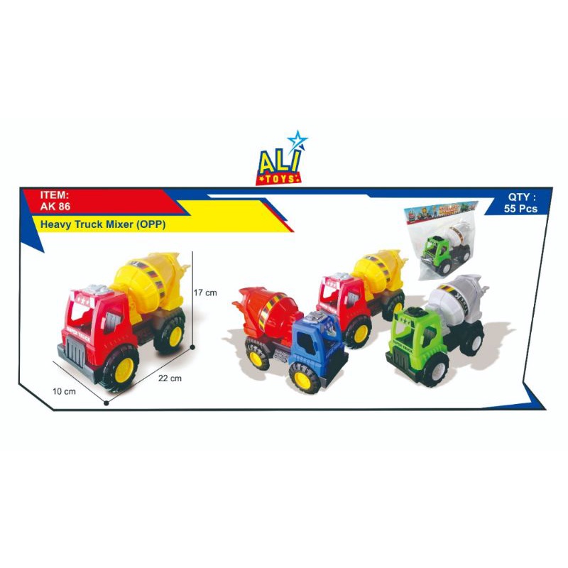 AK 86 MAINAN HEAVY TRUCK MIXER OPP / MAINAN MOBIL KONTRUKSI MOLEN SEDANG WARNA BAGUS KEVINTOYS