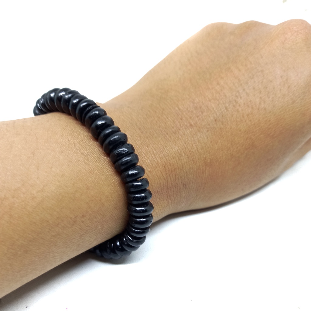 Gelang Pria Keren Hitam Black Kokkah Kaukah Kayu Kokka Warna Bentuk Pipih