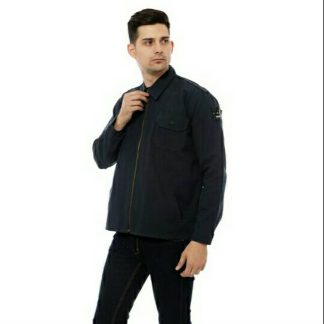 Jaket Casual Semi Parka Biru Navy