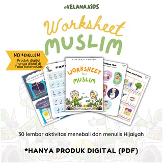 Jual Worksheet Anak 2 3 4 5 6 tahun Printable Tema Muslim Lembar Kerja