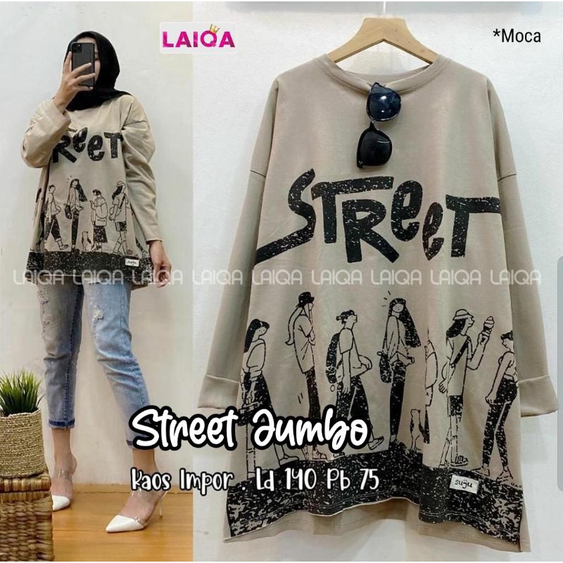 BLOUSE STREET JUMBO KAOS IMPORT LD 140 BY LAIQA