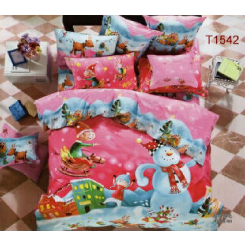 bedcover bola salju motif natal best seller