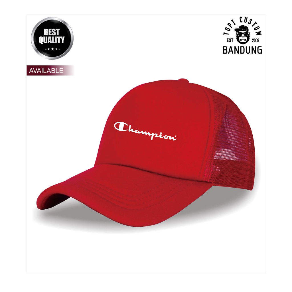 Topi Trucker CHAMPION Pria Wanita Topi Jaring Jala CHAMPION Trucker Cap Bisa Tulis Nama Bisa COD Gratis Masker Original High Premium Quality