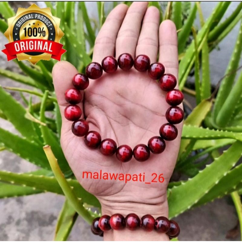 Gelang Tasbih Akar Bahar Merah Delima Asli Super Tembus Cahaya 100% Original
