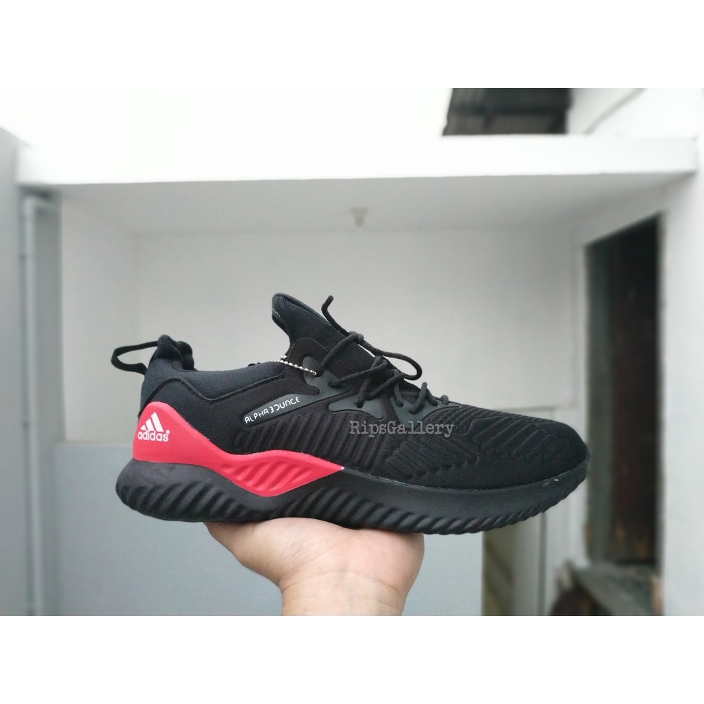 Sepatu Adidas Alphabounce Beyond Running Full Hitam + Merah Pria Wanita premium