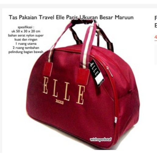 Travel Bag Tas Koper Jinjing Pakaian Elle Maroon BESAR