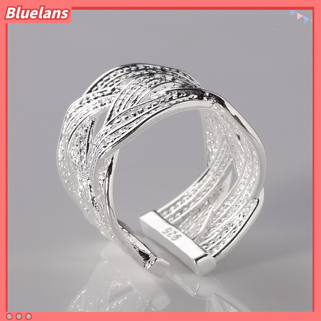 Bluelans Women Fashion 925 Silver Plated Ethnic Style Opening Claw Mesh Finger Ring Party