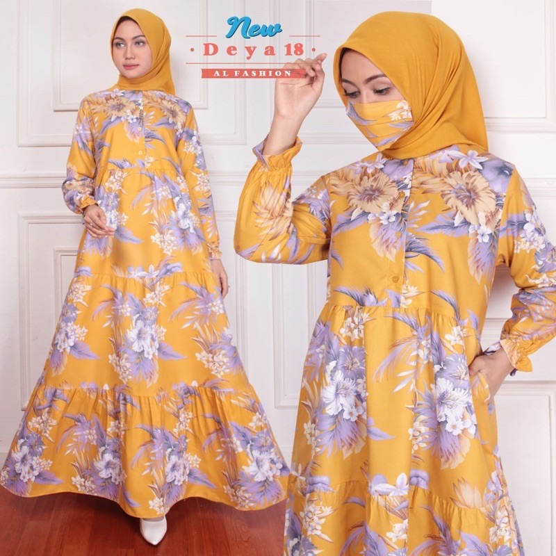 ABA AGEN BAJU HOMEY DRESS GAMIS DEYA BAHAN KATUN-DEYA 18 KUNING