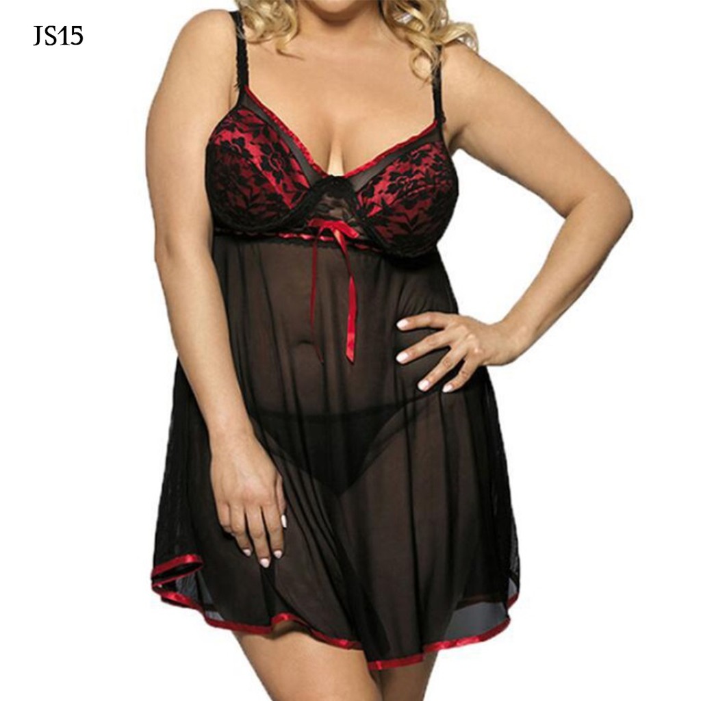 [BISA COD] LINGERIE JUMBO SEXY BAJU TIDUR WANITA JUMBO HITAM JS15