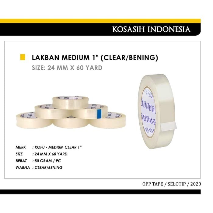 

LAKBAN MEDIUM 1 INCH X 60 YARD (CLEAR / BENING)
