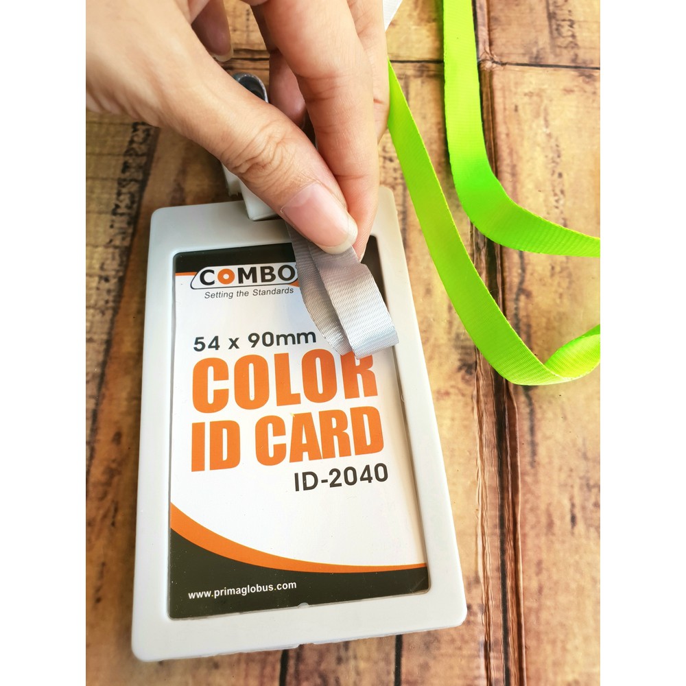 Tali ID Card Nylon 1cm dengan Tempat ID card Merek Combo ID-2040 -Tali dan Card Case isi 25 set