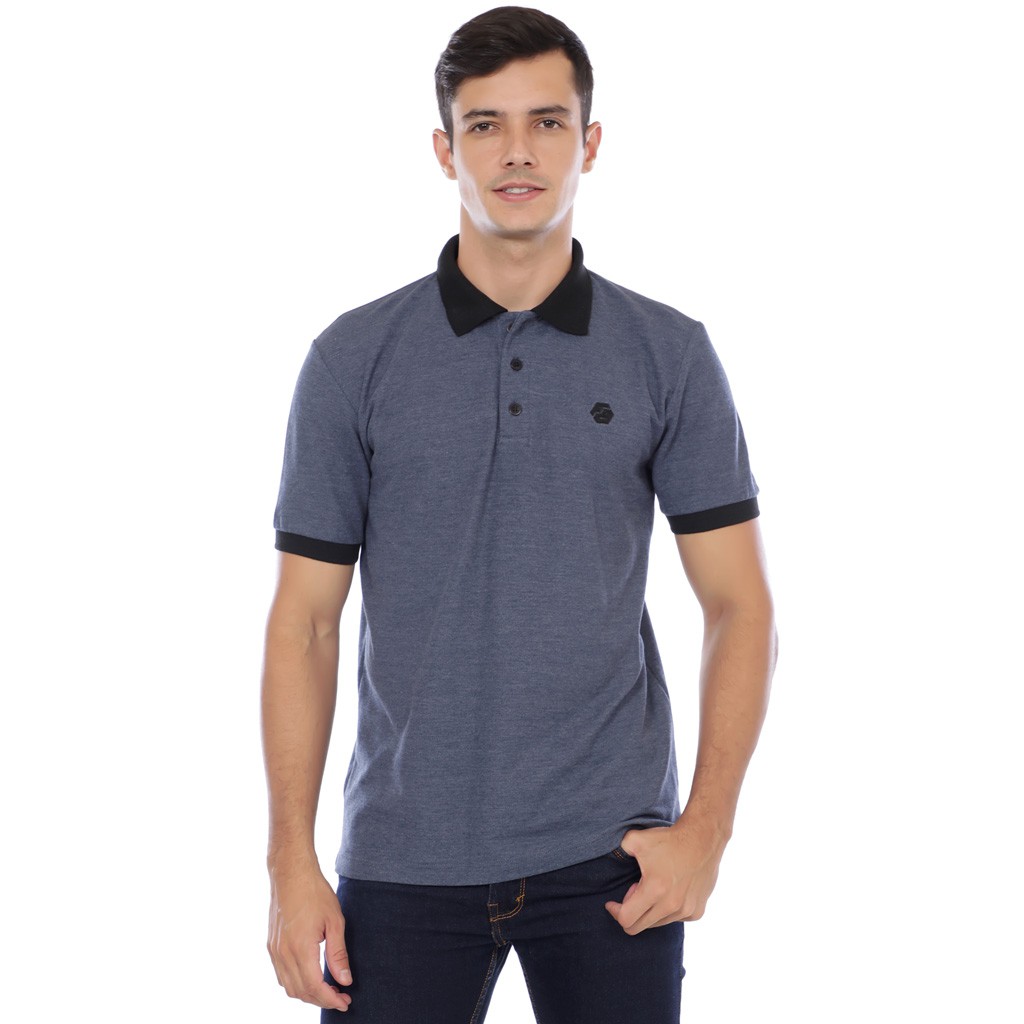 Follback Kaos Pria Polo Shirt Premium Ceko Misty Blue