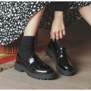 Image of Sepatu Kasual Wanita Gaya Korea 2021 Kuliah Bersol Tebal Baru Fashion Kulit Anak Perempuan Oxford Platform Ujung bulat Docmart Cewek Bisa Cod