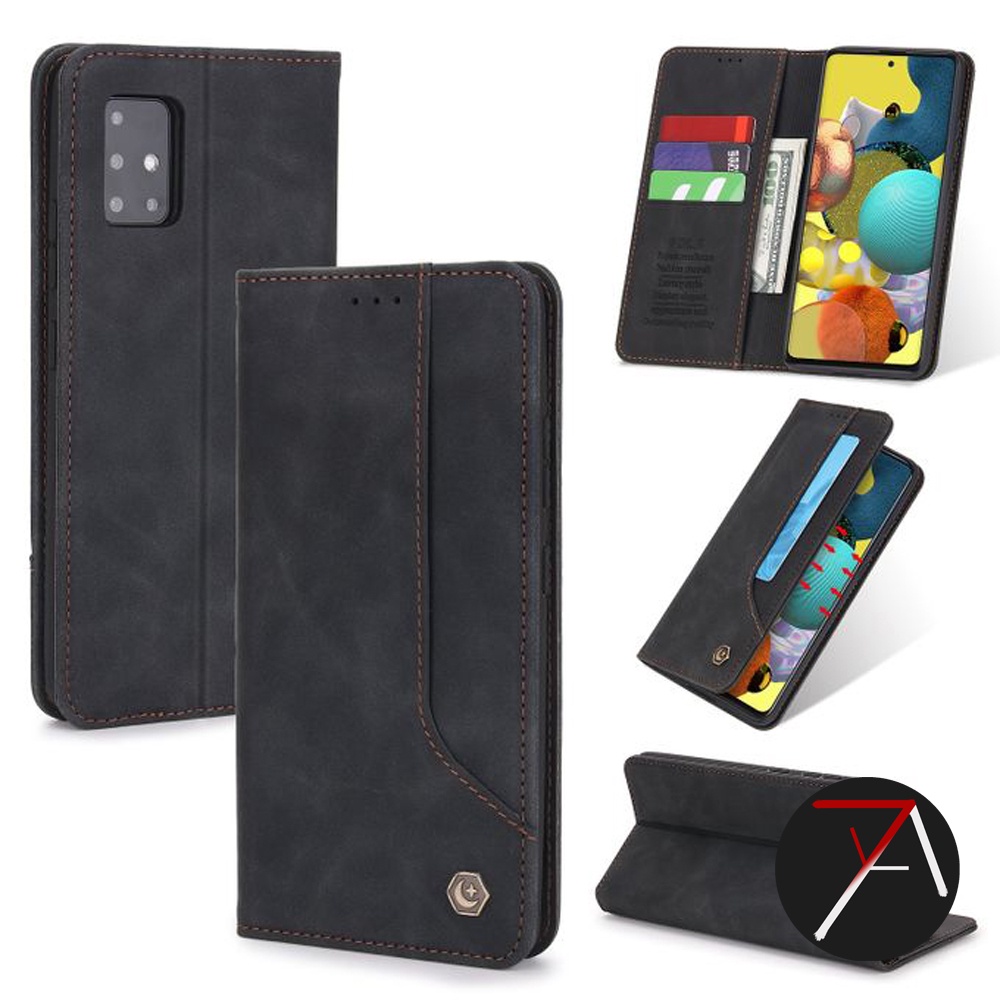 Samsung Galaxy A51 Flip Caseme POLA Dompet Kulit Leather Cover Case Casing Card Kartu-0