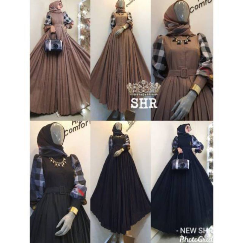 ORIGINAL BRAND SHR 100% MAXI DRESS KATUN LINEN LENGAN BALON