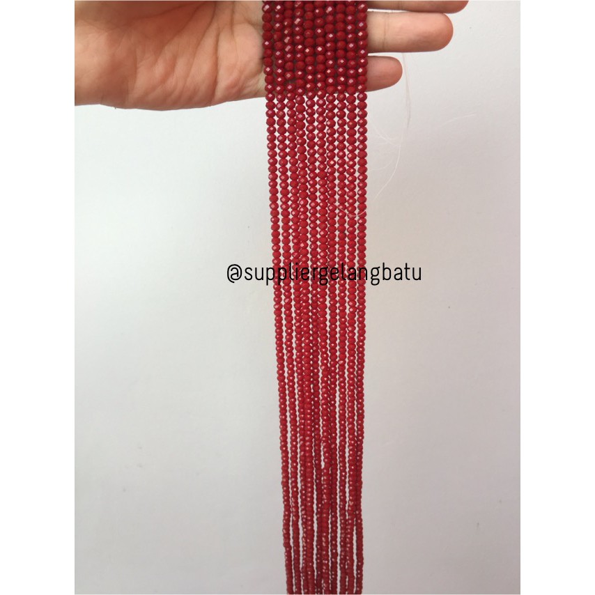 Crystal Ceko Doft 4mm merah maroon aksesoris beads manik donat rondel kristal perhiasan olshop manik