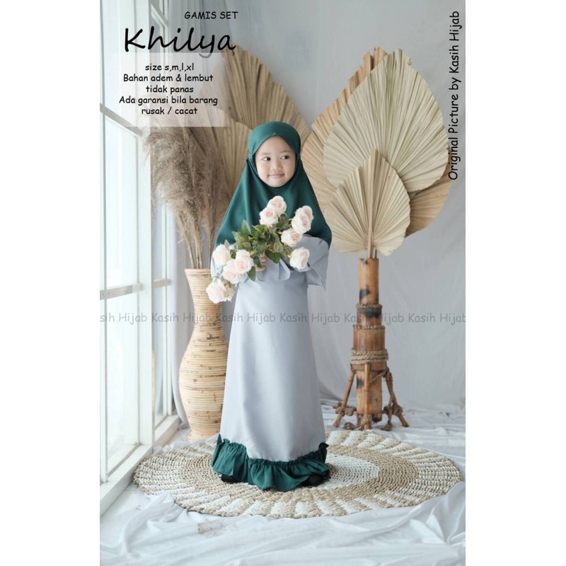 gamis anak perempuan “khilya”/gamis anak+kerudung anak 2-11tahun by kasihhijab