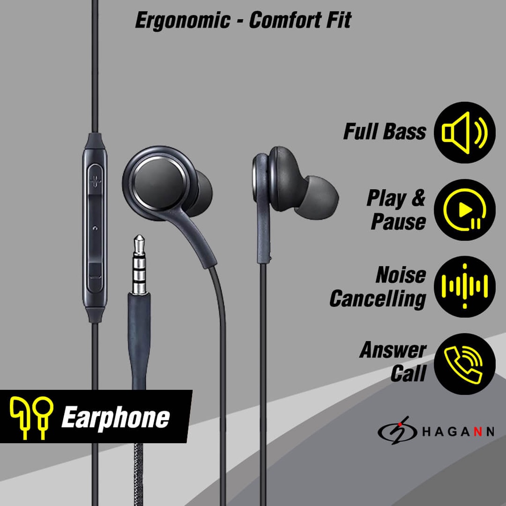 Earphone Headset Handsfree In Ear Kabel Extra Bass Noise Cancelling Stereo Full Bass Original Garansi 1 Bulan