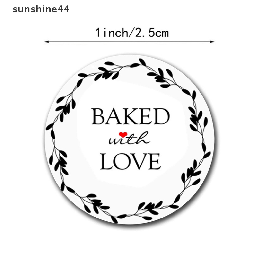 Sunshine 500pcs Stiker Bulat Tulisan Love Handmade Untuk Segel Kemasan Kue