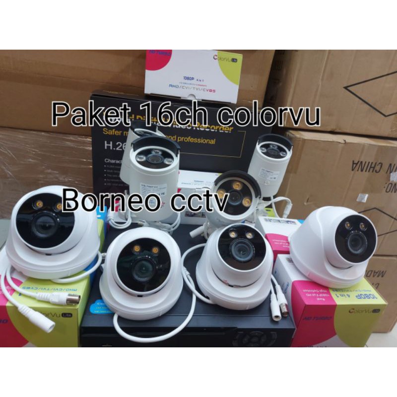 Paket cctv 16ch 2mp turbo hd colorvu malam tetap berwarna full hd