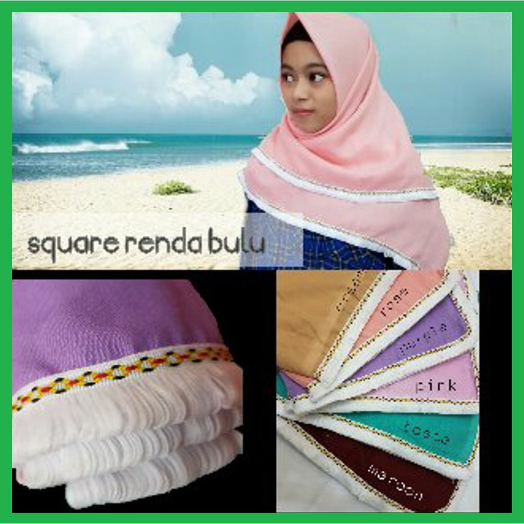 Erow Renda Square Hijab Jilbab Segi Empat Renda Bulu