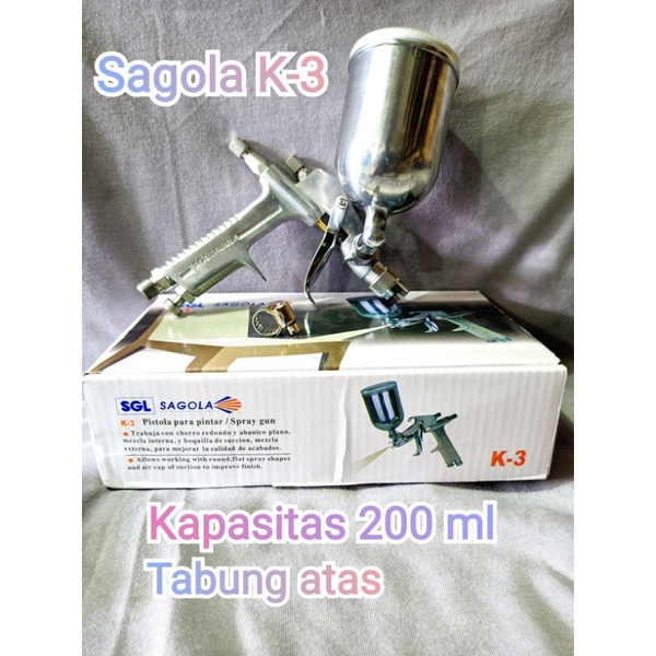 Alat semprot cat - SprayGun F75G Sagola tabung atas 400 ml - Sagola K-3 200 ml - Spet cat