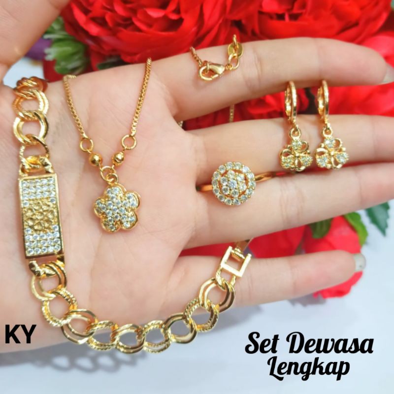 Set wanita dewasa Motif pilihan warna gold dan silver lapis emas