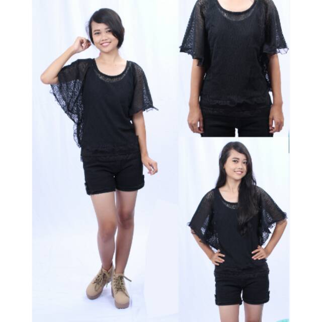 Baju Atasan Lace Batwing