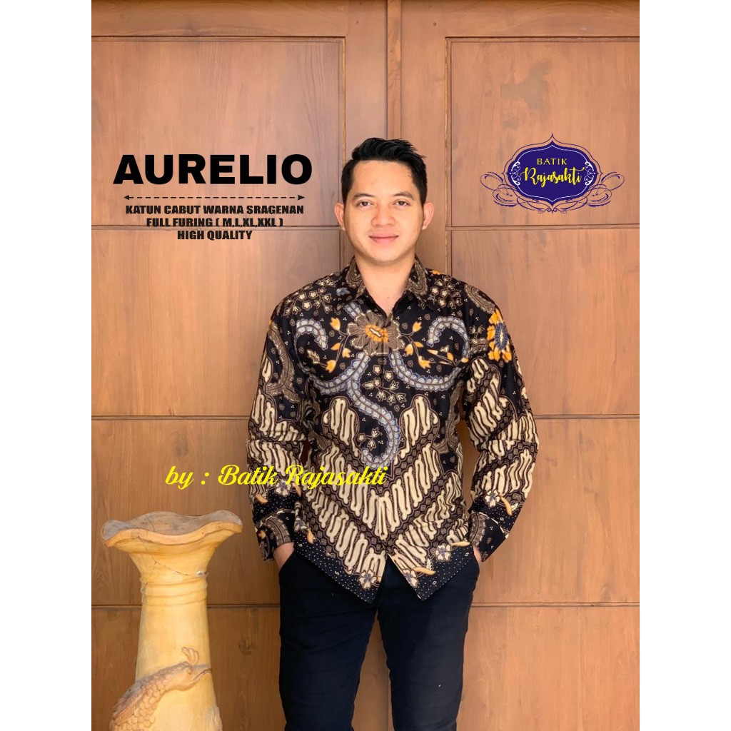 AURELIO WARNA Kemeja Batik Pria Katun Sragenan Full Furing